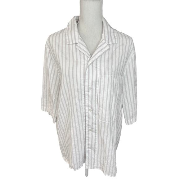 COS striped button down casual oversized cotton linen shirt top  everyday - Picture 1 of 7